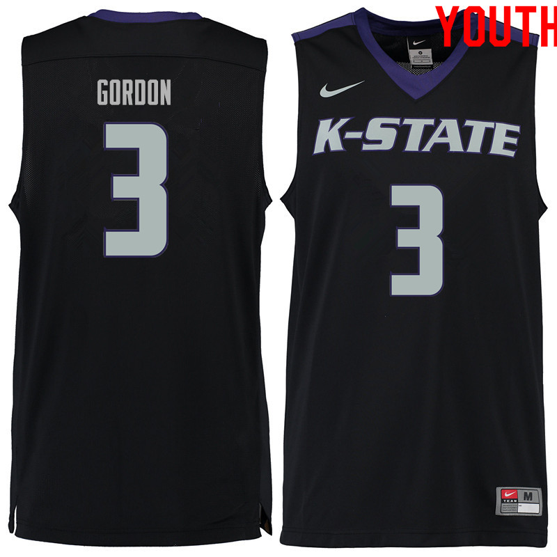 Youth #3 Dajuan Gordon Kansas State Wildcats College Basketball Jerseys Sale-Black - Click Image to Close